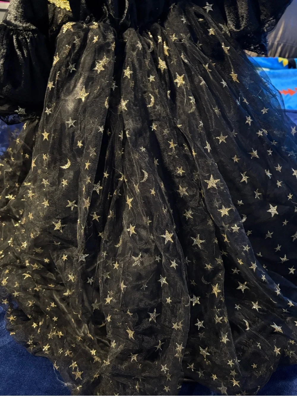 Girls Black Star Mesh Witchy Party Dress